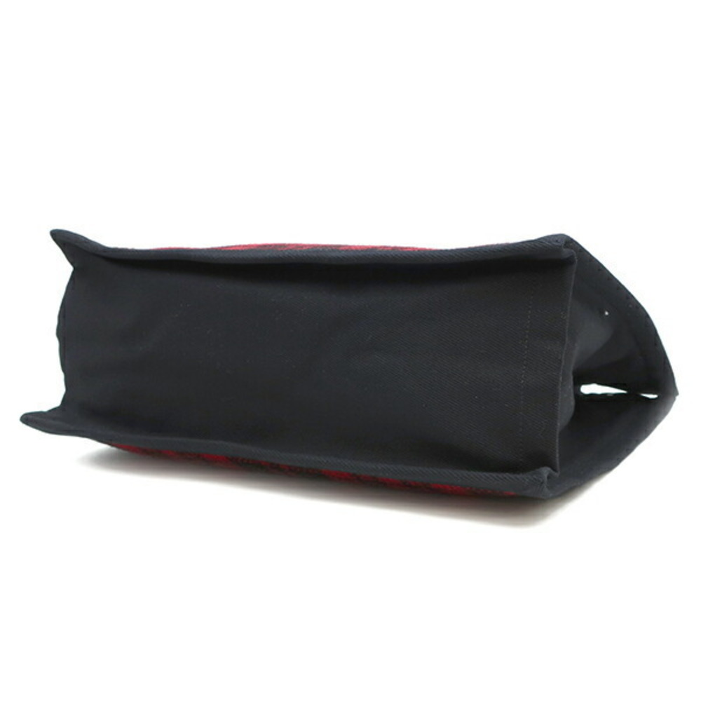 Saint Laurent Red Tote Bag Wool Black Check Gauche Yves Rive View 3